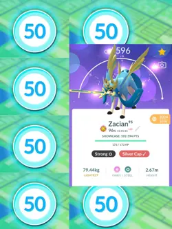 Shiny Crowned Zacian Level 50 + 3 Moves 🌟 Pokemon Tr-de Go - Image 1