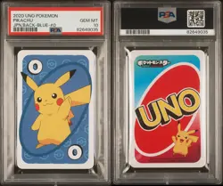 PSA 10 GEM MINT Japanese Pikachu UNO Blue 0 Pokemon TradingCardGame JPNBack 2020 - Image 3