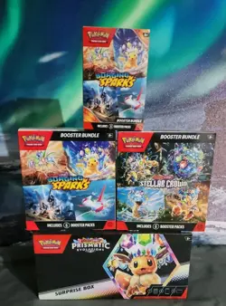 Pokemon TCG 2 Surging Sparks Booster Bundle Stellar Crown Bundle, Surprise Box - Image 1