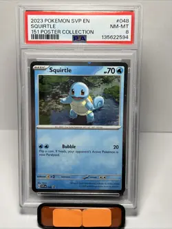 123949736 Squirtle 2023 Pokemon Scarlet Violet 151 Poster Promo #48 PSA 8 - Image 1
