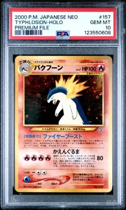1999 Pokemon Japanese Neo Premium File Typhlosion #157 PSA 10 - Image 1