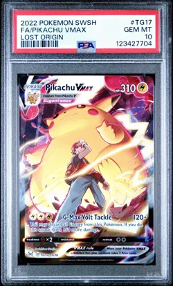 2022 POKEMON SWORD & SHIELD LOST ORIGIN #TG17 FULL ART/PIKACHU VMAX PSA 10 - Image 1