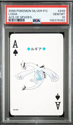 2000 POKEMON SILVER VERSION PLAYING CARDS ACE OF SPADES #249 LUGIA PSA 10 - Image 1