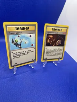 Energy Search & Mysterious Fossil Vintage 1st Edition Trainer Cards Pokemon NM - Image 2