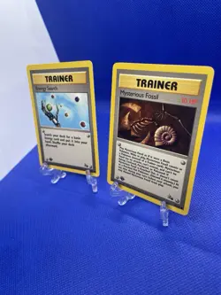 Energy Search & Mysterious Fossil Vintage 1st Edition Trainer Cards Pokemon NM - Image 3