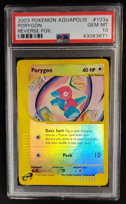 PSA 10 GEM MINT Porygon 103a/147 Reverse Holo Aquapolis Pokemon Graded Card - Image 1