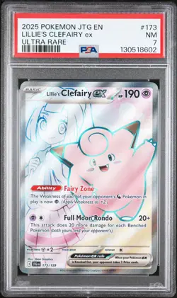 2025 POKEMON JTG EN-JOURNEY TOGETHER ULTRA RARE #173 LILLIE'S CLEFAIRY EX PSA 7 - Image 1