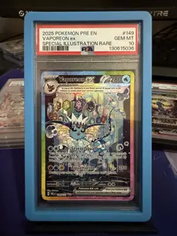 2025 Pokemon Prismatic Evolutions Vaporeon Ex 149/131 SIR PSA 10 - Image 1