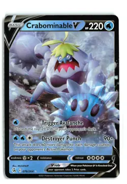 Crabominable V 076/264 Ultra Rare Fusion Strike Pokemon TCG NM - Image 1