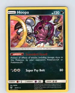 Pokemon TCG Hoopa S&M Shining Legends 55/73 Holo Rare Card NM - Image 1