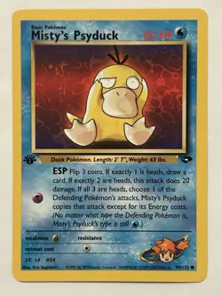 Pokemon TCG Misty's Psyduck Gym Challenge, 1st Edition Common Card 90/132 - Image 1