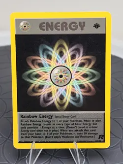 1st Edition Rainbow Energy Pokemon Card Team Rocket Non-Holo Rare Near Mint - Image 1