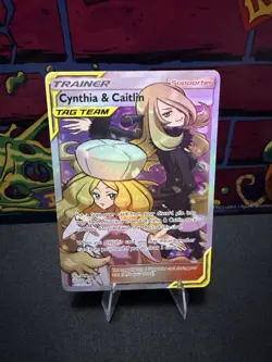 Cynthia & Caitlin Full Art Trainer Tag Team card 228/236 Cosmic Eclipse LP - Image 1