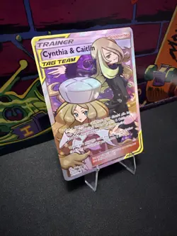 Cynthia & Caitlin Full Art Trainer Tag Team card 228/236 Cosmic Eclipse LP - Image 2