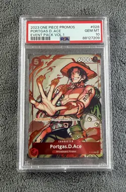 2023 One Piece Portgas D. Ace Event Pack Vol. 1 English Card P-028 PSA 10 - Image 1