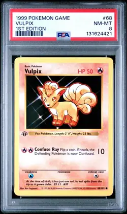 Base Set 1st Edition VULPIX #68/102 PSA 8 1999 Pokemon Card Game - Image 1
