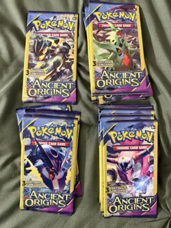 Art Set Of Rare Pokeman XY Ancient Origins 3 Card Booster Pack, Sealed - Image 1