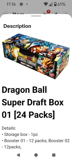 Dragon Ball Super Card Game - Draft Box 01 BOD-01 Sealed New - Image 2