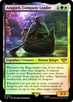 MTG FOIL Aragorn, Company Leader - The Lord of the Rings #191 - Image 1