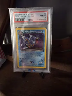 2000 POKEMON ROCKET PRERELEASE #8 DARK GYARADOS-HOLO PSA 8 - Image 1