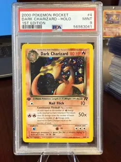 2000 POKEMON ROCKET 1ST EDITION #4 DARK CHARIZARD HOLO PSA 9 - Image 1