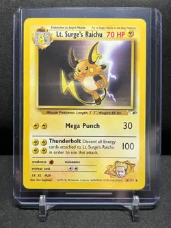 Lt. Surge's Raichu 28/132 Rare Pokemon 2000 Gym Heroes LP - Image 1