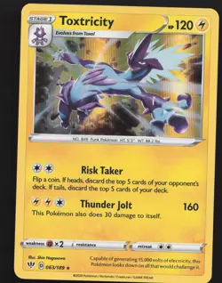 Toxtricity 063/189 Holo Rare Pokemon SWSH03: Darkness Ablaze Near Mint or Better - Image 1