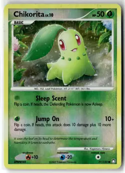 Chikorita ⭐ 77/123 Reverse Holo Common Mysterious Treasures 2007 Pokemon LP - Image 1
