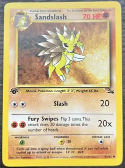 1st Edition Sandslash 41/62 Pokemon TCG WOTC Base Set Fossil MINT NM - Image 1