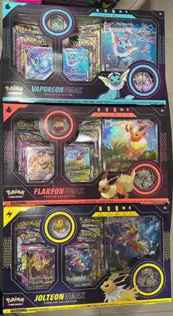 Pokemon Eeveelution Vmax Premium Collection - Vaporeon Flareon Jolteon Set of 3 - Image 1