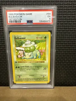 1999 Base Set 1st Edition Rare Bulbasaur Pokemon PSA 5 44/102 - Image 1