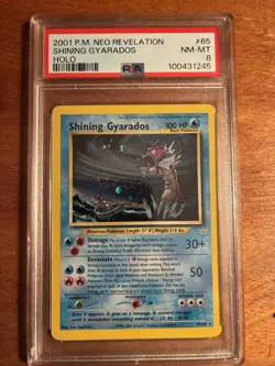 2001 Pokemon Neo Revelation Shining Gyarados Holo #65 PSA 8 NM/Mint with Swirl - Image 1