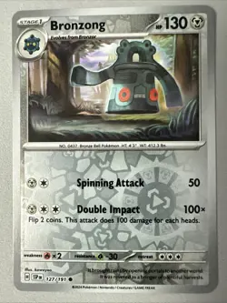Pokemon TCG * SV Surging Sparks * 127/191 Bronzong Common * REVERSE HOLO * NM - Image 1
