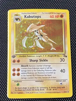 Kabutops 9/62 1st Edition Holo Rare Fossil Pokemon TCG Card - Image 1