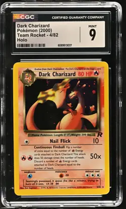 CGC 9 MINT Dark Charizard 2000 Team Rocket 4/82 Holo Pokemon Card - Image 1