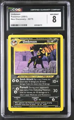 CGC 8 Umbreon 2001 Neo Discovery 32/75 Pokemon Card - Image 1