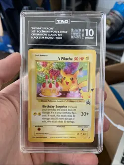 TAG 10 GEM MINT BIRTHDAY PIKACHU HOLO BLACK STAR PROMO #24 Pokemon CELEBRATIONS - Image 1