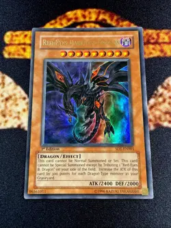 YUGIOH • RED EYES DARKNESS DRAGON • ULTRA RARE • SD1-EN001 • 1st EDITION • VLP - Image 2