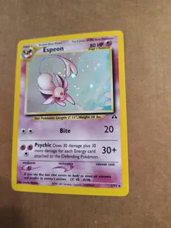Pokemon Espeon Neo Discovery TCG 1/75 Holo Unlimited Rare Card - Image 2