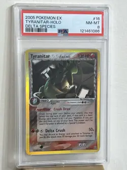 Pokemon TCG Tyranitar EX Holo Rare Card 16/113 2005 Delta Species PSA 8 - Image 1
