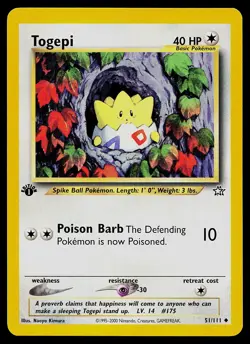 Pokemon Card - Togepi Neo Genesis 51/111 Uncommon 1st Edition - Image 1