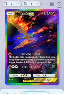 Pokemon TCG POCKET - Moltres Rainbow Rare 2⭐, Genetic Apex, English - Image 1