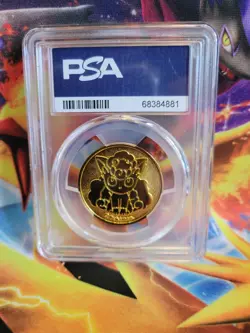 Pokemon Coin Alolan Vulpix Gold Japanese Rokon's Crystal Box Promo Graded PSA 9 - Image 2