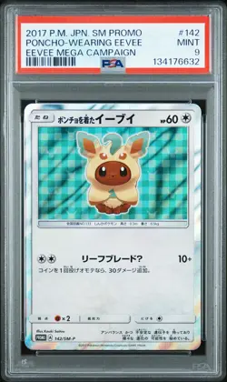 2017 POKEMON JPN SM PROMO EEVEE MEGA CAMPAIGN #142 PONCHO-WEARING EEVEE PSA 9 - Image 1
