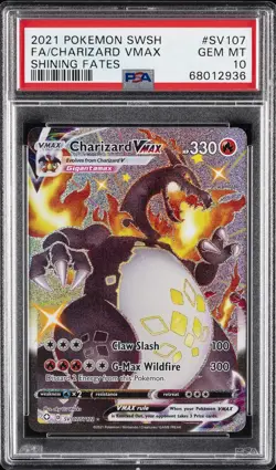 2021 POKEMON SWORD & SHIELD SHINING FATES #SV107 FULL ART/CHARIZARD VMAX PSA 10 - Image 1