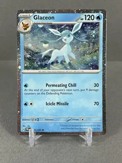 Pokemon - Prismatic Evolutions Cosmos Holo Glaceon 025/131 Halo Swirl - Image 1