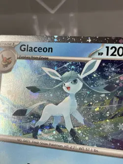 Pokemon - Prismatic Evolutions Cosmos Holo Glaceon 025/131 Halo Swirl - Image 2
