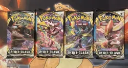 Pokemon TCG Sword & Shield Rebel Clash Booster Pack Art Bundle Sealed - Image 1