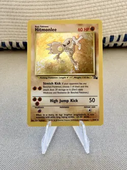 Pokemon Hitmonlee Fossil Unlimited 7/62 Holo Rare LP WOTC 1999 - Image 1