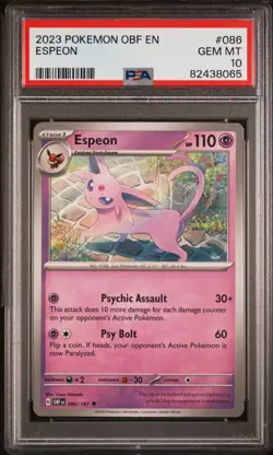 2023 POKEMON OBF EN-OBSIDIAN FLAMES #086 ESPEON PSA 10 - Image 1